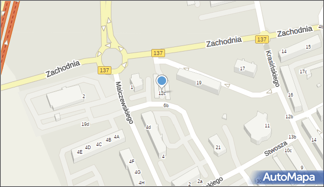 Międzyrzecz, Krasińskiego, 12c, mapa Międzyrzecz