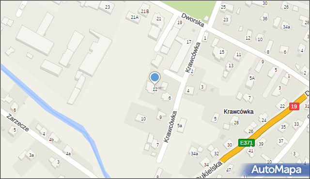 Miejsce Piastowe, Krawcówka, 12, mapa Miejsce Piastowe