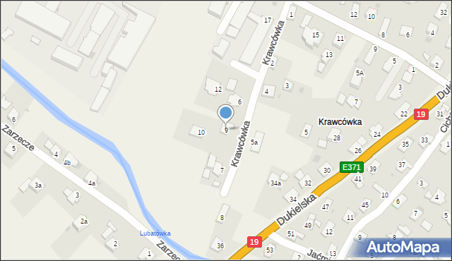 Miejsce Piastowe, Krawcówka, 9, mapa Miejsce Piastowe