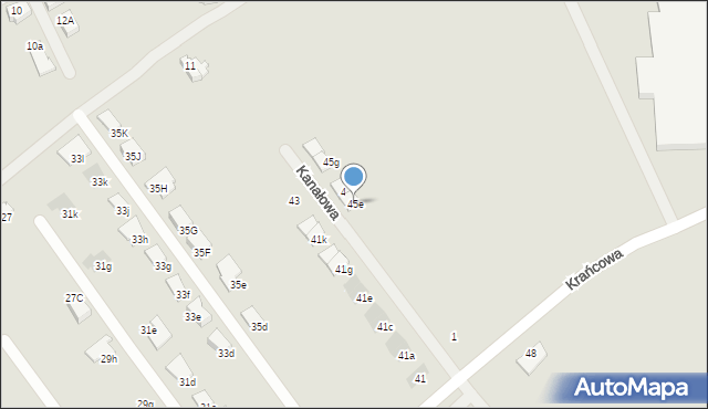 Mielec, Krańcowa, 45e, mapa Mielca