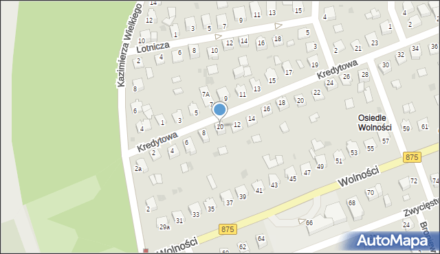 Mielec, Kredytowa, 10, mapa Mielca