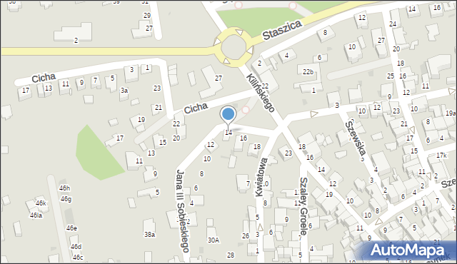 Mielec, Króla Jana III Sobieskiego, 14, mapa Mielca