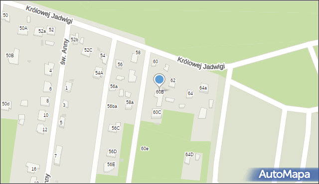 Mielec, Królowej Jadwigi, 60B, mapa Mielca