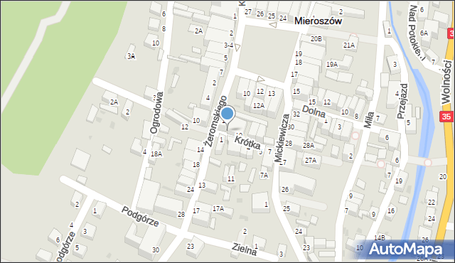 Mieroszów, Krótka, 12, mapa Mieroszów