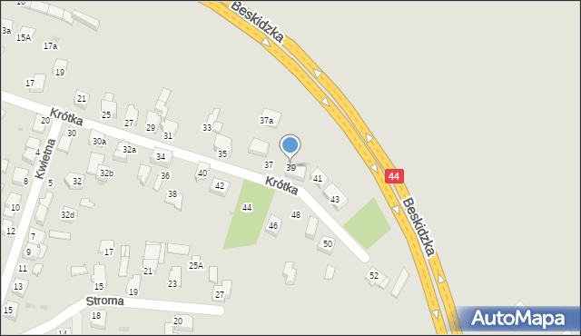 Mikołów, Krótka, 39, mapa Mikołów