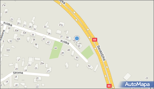 Mikołów, Krótka, 43A, mapa Mikołów