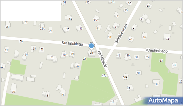 Milanówek, Krasińskiego Zygmunta, 43, mapa Milanówek