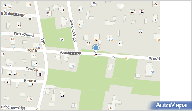 Milanówek, Krasińskiego Zygmunta, 67, mapa Milanówek