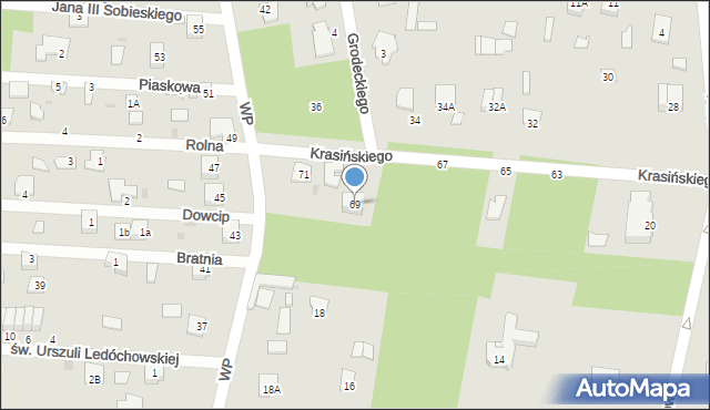 Milanówek, Krasińskiego Zygmunta, 69, mapa Milanówek