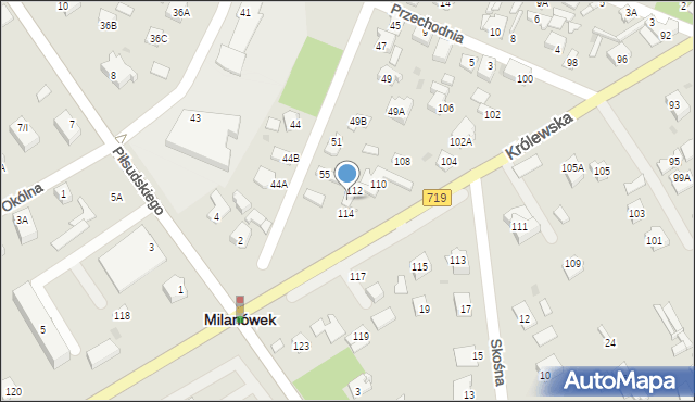 Milanówek, Królewska, 112A, mapa Milanówek