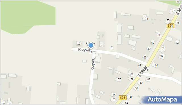 Milejczyce, Krzywa, 1, mapa Milejczyce