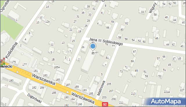 Mińsk Mazowiecki, Króla Jana III Sobieskiego, 85, mapa Mińsk Mazowiecki