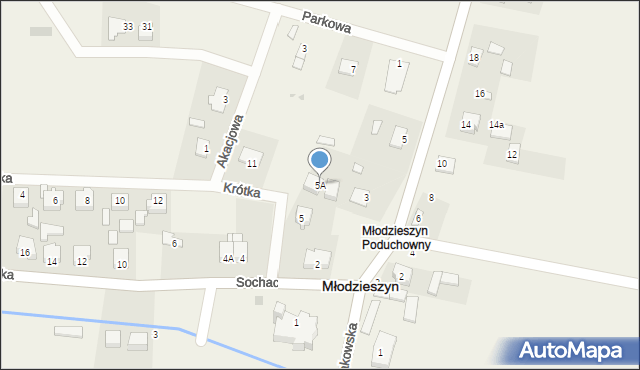 Młodzieszyn, Krótka, 5A, mapa Młodzieszyn