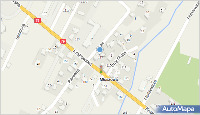 Młoszowa, Krakowska, 115, mapa Młoszowa