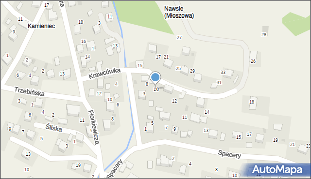 Młoszowa, Krawcówka, 10, mapa Młoszowa