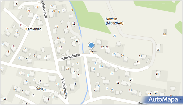 Młoszowa, Krawcówka, 15, mapa Młoszowa