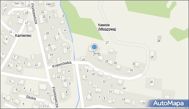 Młoszowa, Krawcówka, 17, mapa Młoszowa