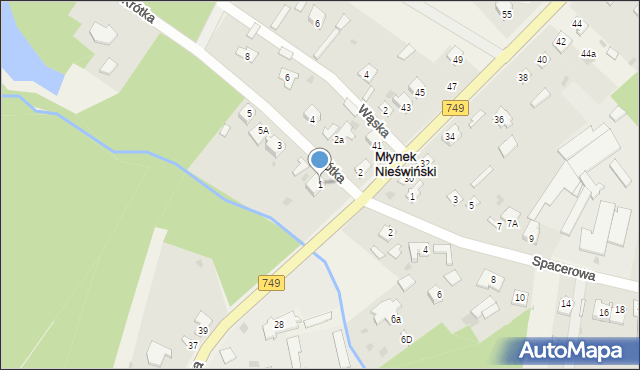 Młynek Nieświński, Krótka, 1, mapa Młynek Nieświński