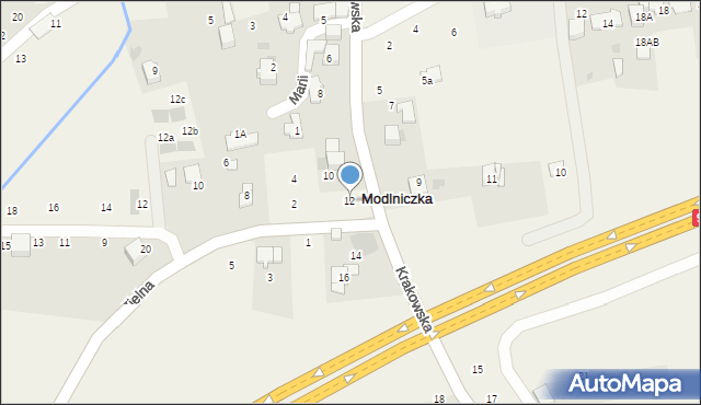 Modlniczka, Krakowska, 12, mapa Modlniczka