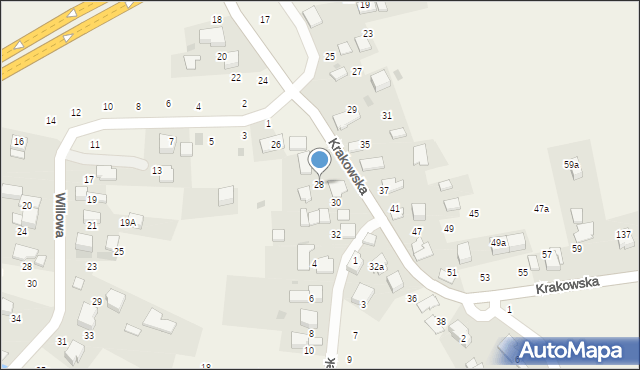 Modlniczka, Krakowska, 28, mapa Modlniczka