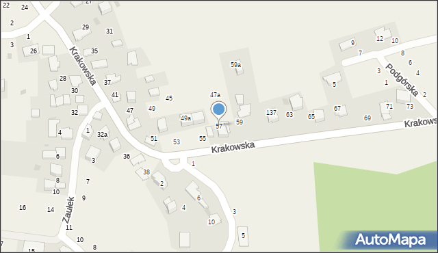 Modlniczka, Krakowska, 57, mapa Modlniczka