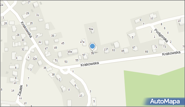 Modlniczka, Krakowska, 59, mapa Modlniczka