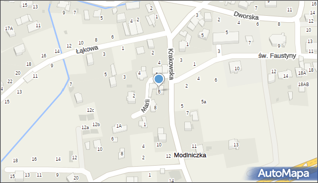 Modlniczka, Krakowska, 6, mapa Modlniczka