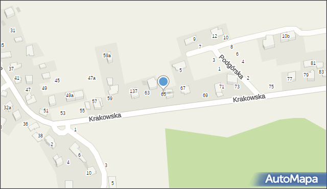 Modlniczka, Krakowska, 65, mapa Modlniczka