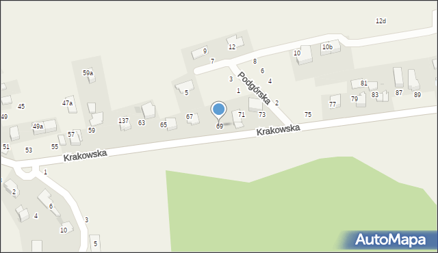 Modlniczka, Krakowska, 69, mapa Modlniczka