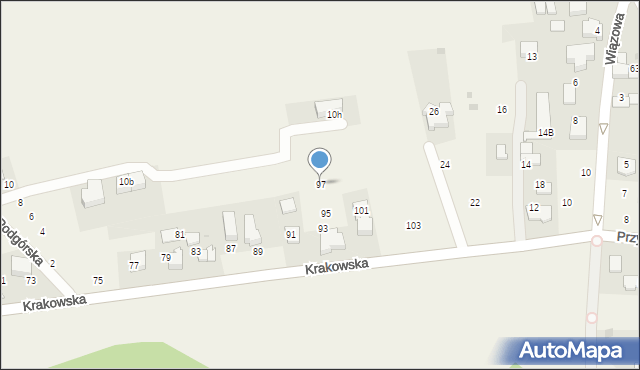 Modlniczka, Krakowska, 97, mapa Modlniczka