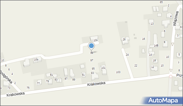 Modlniczka, Krakowska, 99, mapa Modlniczka