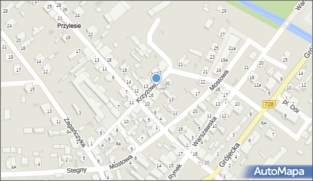 Mogielnica, Krzyżowa, 18, mapa Mogielnica