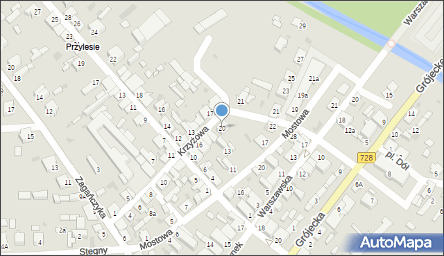 Mogielnica, Krzyżowa, 20, mapa Mogielnica