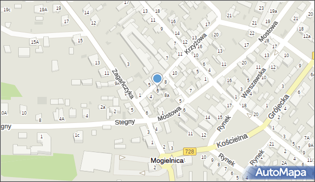 Mogielnica, Krzyżowa, 6, mapa Mogielnica