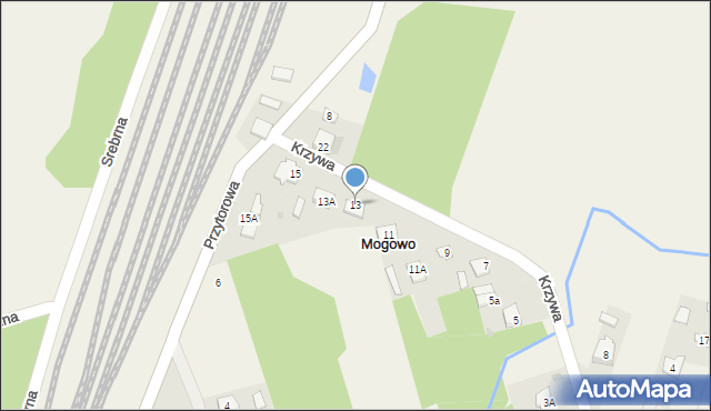 Mogowo, Krzywa, 13, mapa Mogowo