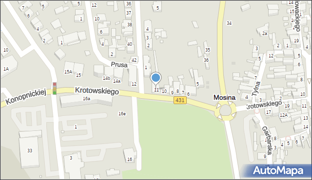 Mosina, Krotowskiego, 11, mapa Mosina