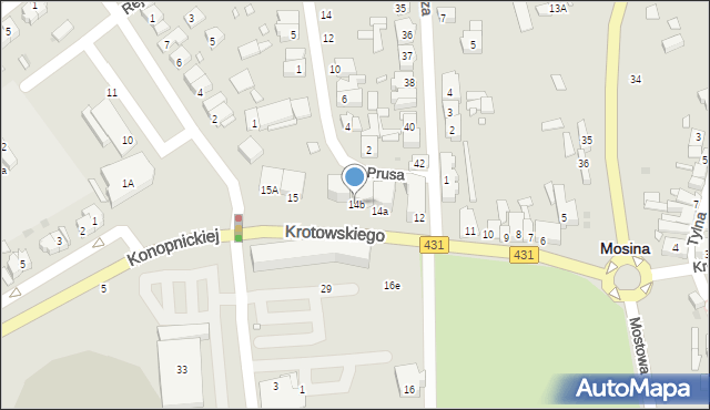 Mosina, Krotowskiego, 14b, mapa Mosina