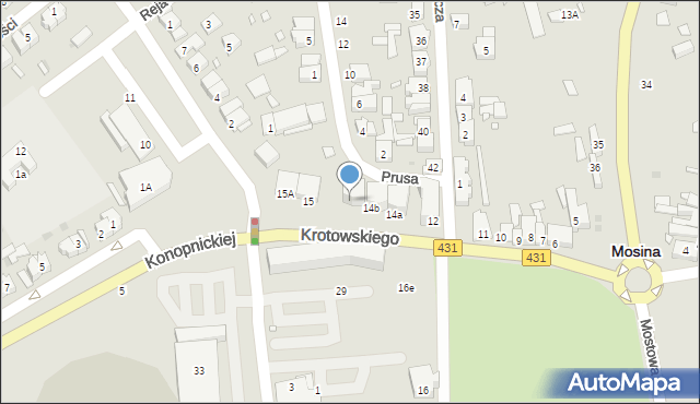 Mosina, Krotowskiego, 14c, mapa Mosina