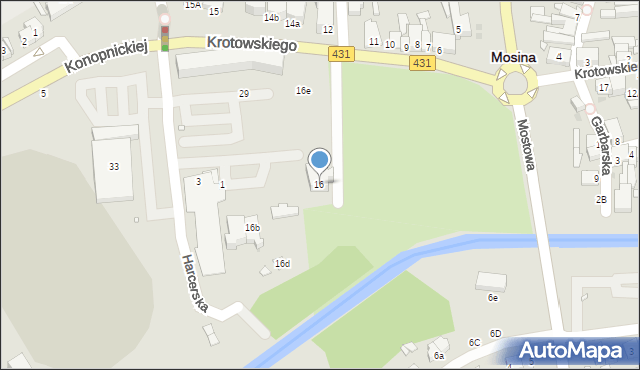 Mosina, Krotowskiego, 16, mapa Mosina