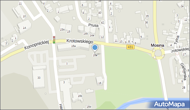 Mosina, Krotowskiego, 16e, mapa Mosina