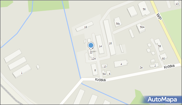 Mrągowo, Krótka, 12, mapa Mrągowo