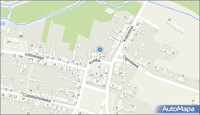 Mstów, Krótka, 1, mapa Mstów