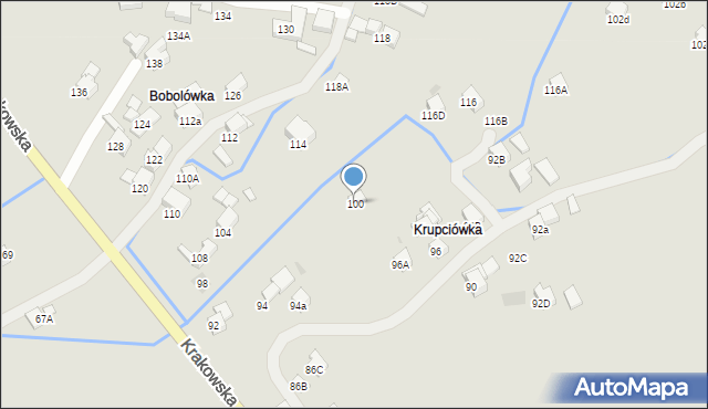 Mszana Dolna, Krakowska, 100, mapa Mszana Dolna