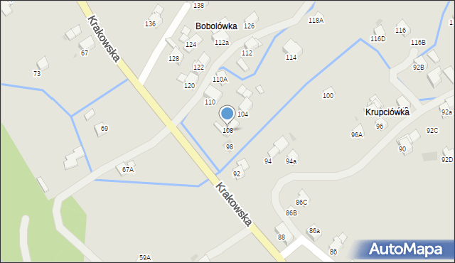 Mszana Dolna, Krakowska, 108, mapa Mszana Dolna