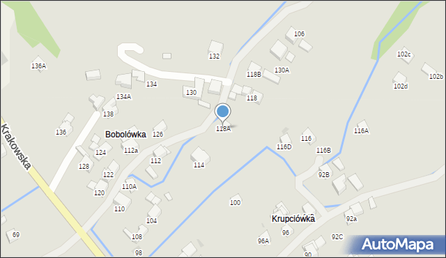 Mszana Dolna, Krakowska, 118A, mapa Mszana Dolna