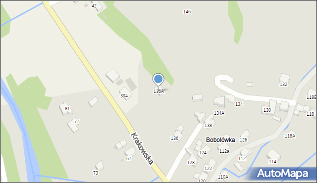 Mszana Dolna, Krakowska, 136A, mapa Mszana Dolna