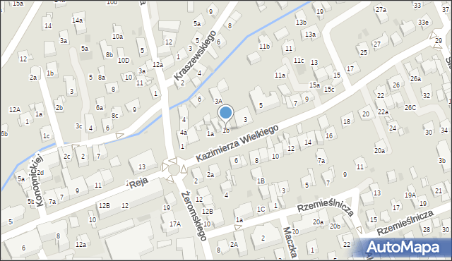 Myślenice, Króla Kazimierza Wielkiego, 1b, mapa Myślenice