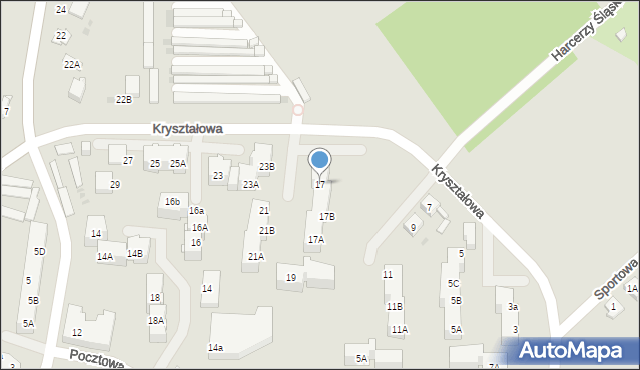 Mysłowice, Kryształowa, 17, mapa Mysłowice