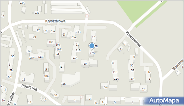 Mysłowice, Kryształowa, 17A, mapa Mysłowice