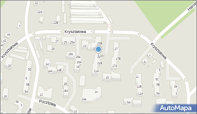 Mysłowice, Kryształowa, 21, mapa Mysłowice